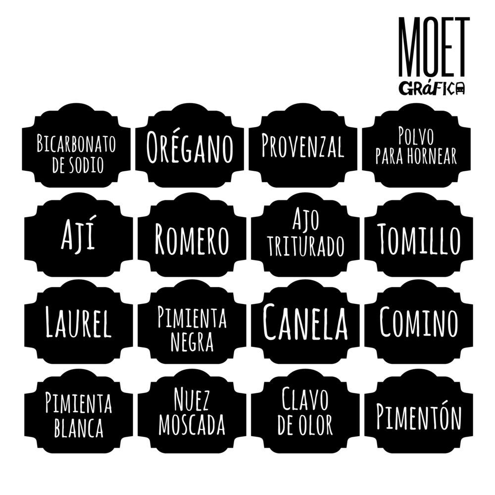 Calcos para Condimentos Nº 10
