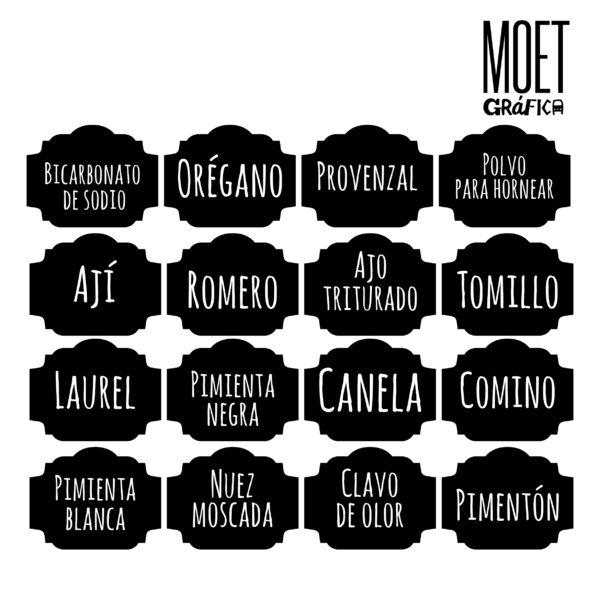 Calcos para Condimentos Nº 10
