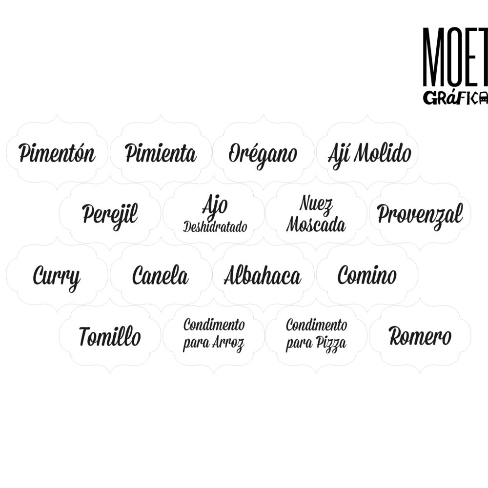 Calcos para Condimentos Nº 04
