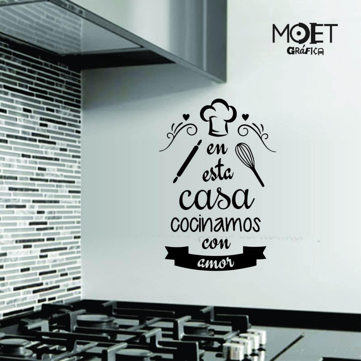 Frase "EN ESTA CASA COCINAMOS"