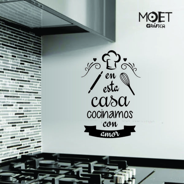 Frase "EN ESTA CASA COCINAMOS"